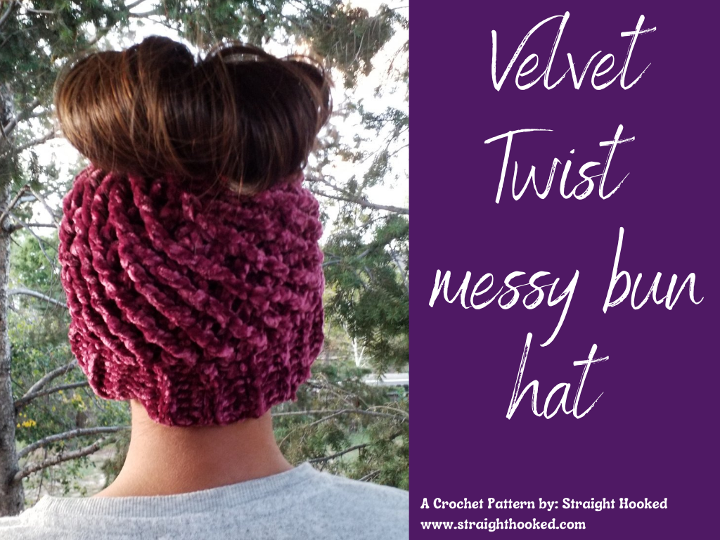 Velvet Twist Messy Bun Hat Crochet Pattern