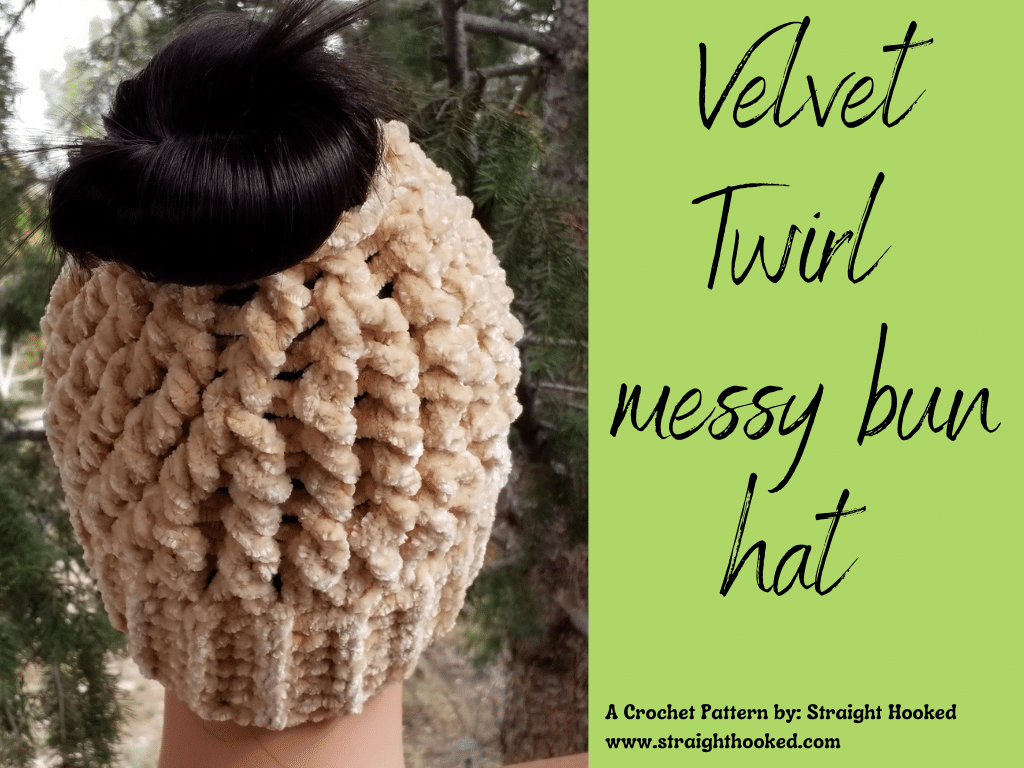 Velvet Twirl messy bun hat Crochet Pattern