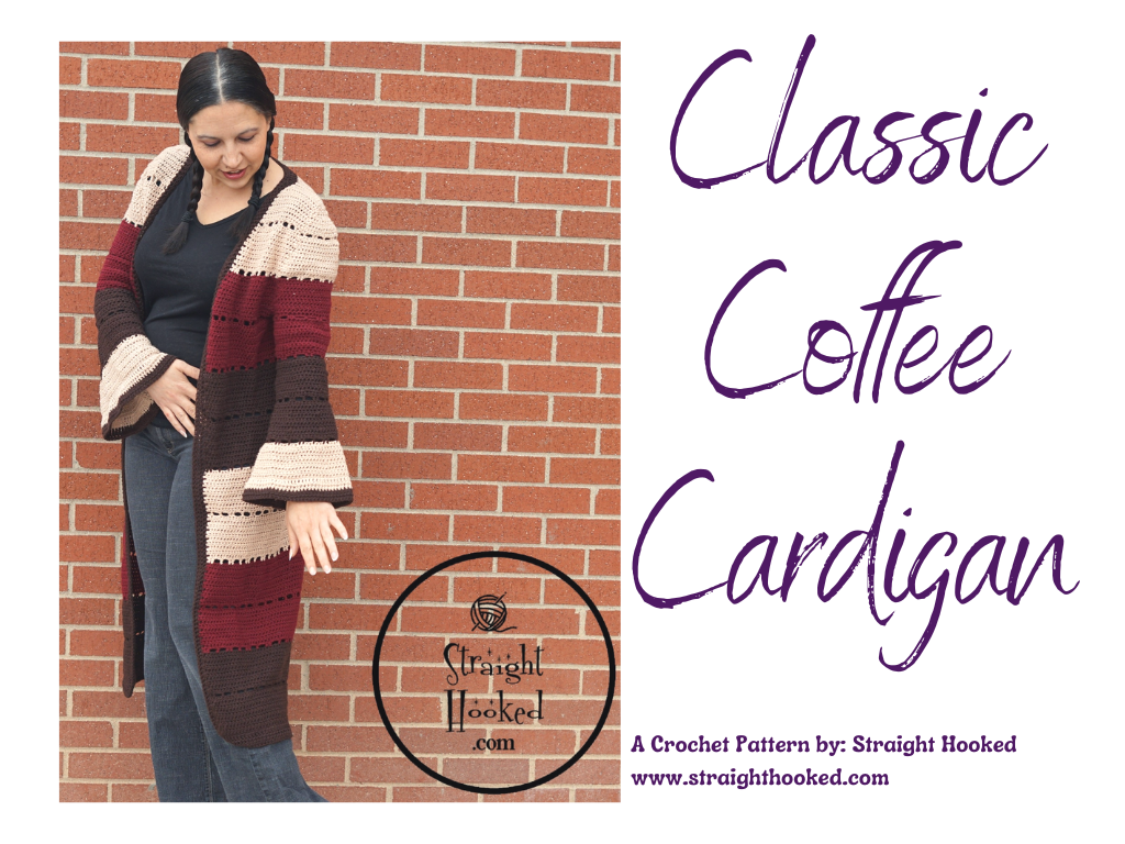 Classic Coffee Cardigan crochet pattern- Ladies Medium only